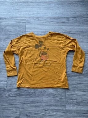 GAP Mustard Long-Sleeve Mickey Mouse Graphic Tee Size Small